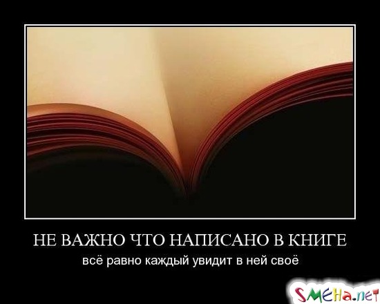НЕ ВАЖНО ЧТО НАПИСАНО В КНИГЕ - всё равно каждый увидит в ней своё