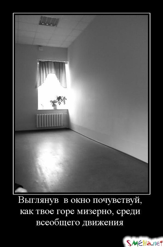 Выглянув в окно почувствуй, как твое горе мизерно, среди всеобщего движения
