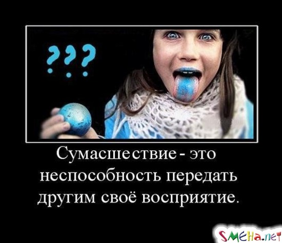 Сумасшествие- это неспособность передать другим своё восприятие.
