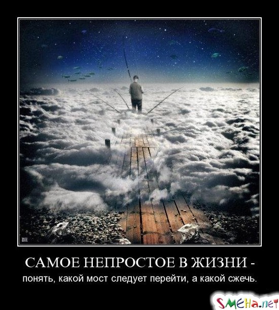 САМОЕ НЕПРОСТОЕ В ЖИЗНИ - понять, какой мост следует перейти, а какой сжечь.