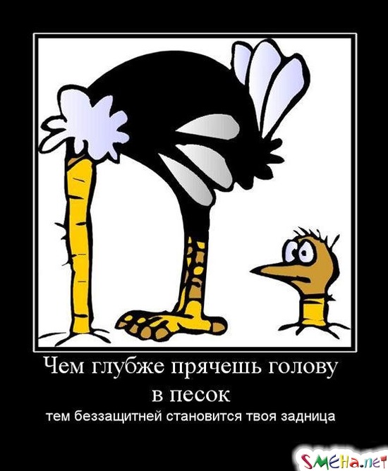 Чем глубже прячешь голову в песок - тем беззащитней становится твоя задница