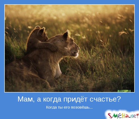 Мам, а когда придёт счастье? - Когда ты его позовёшь