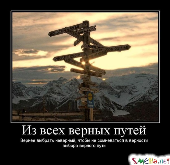 Из всех верных путей  - Вернее выбрать неверный, чтобы не сомневаться в верности выбора верного пути