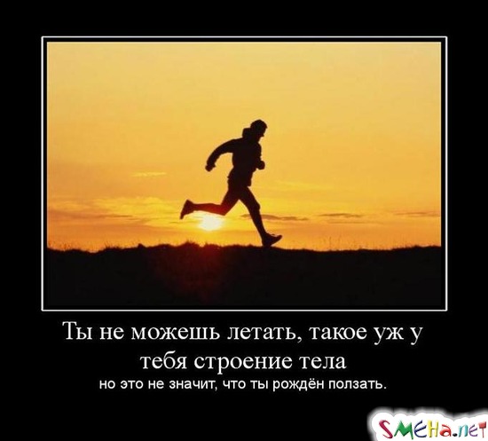 Ты не можешь летать, такое уж у тебя строение тела - но это не значит, что ты рождён ползать.