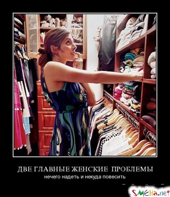 ДВЕ ГЛАВНЫЕ ЖЕНСКИЕ  ПРОБЛЕМЫ - нечего надеть и некуда повесить