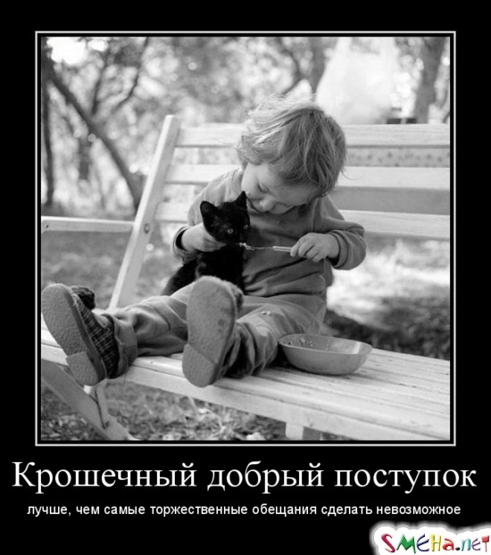 Крошечный добрый поступок лучше, чем самые торжественные обещания сделать невозможное