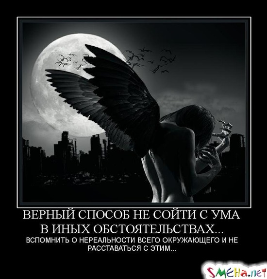 ВЕРНЫЙ СПОСОБ НЕ СОЙТИ С УМА В ИНЫХ ОБСТОЯТЕЛЬСТВАХ... - ВСПОМНИТЬ О НЕРЕАЛЬНОСТИ ВСЕГО ОКРУЖАЮЩЕГО И НЕ РАССТАВАТЬСЯ С ЭТИМ...