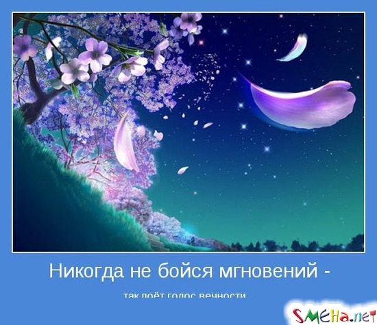 Никогда не бойся мгновений - так поёт голос вечности...