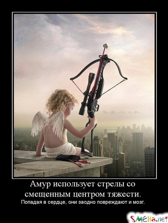 Амур использует стрелы со смещенным центром тяжести. - Попадая в сердце, они заодно повреждают и мозг.
