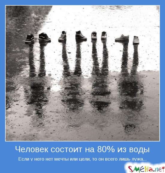 Человек состоит на 80% из воды - Если у него нет мечты или цели, то он всего лишь лужа
