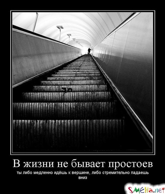 В жизни не бывает простоев - ты либо медленно идёшь к вершине, либо стремительно падаешь вниз