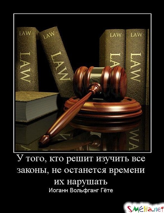 У того, кто решит изучить все законы, не останется времени их нарушать - Иоганн Вольфганг Гёте