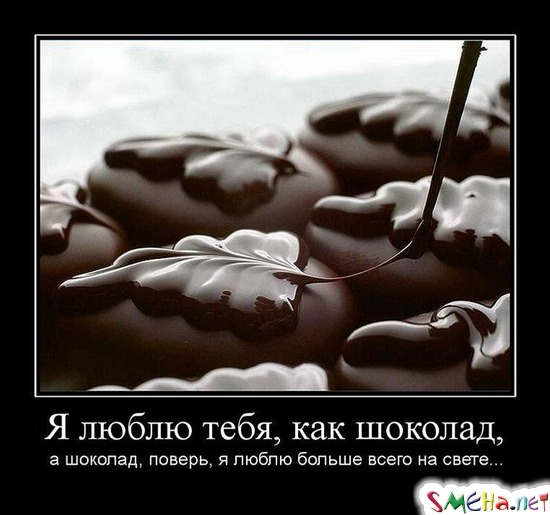 Я люблю тебя, как шоколад, - а шоколад, поверь, я люблю больше всего на свете...