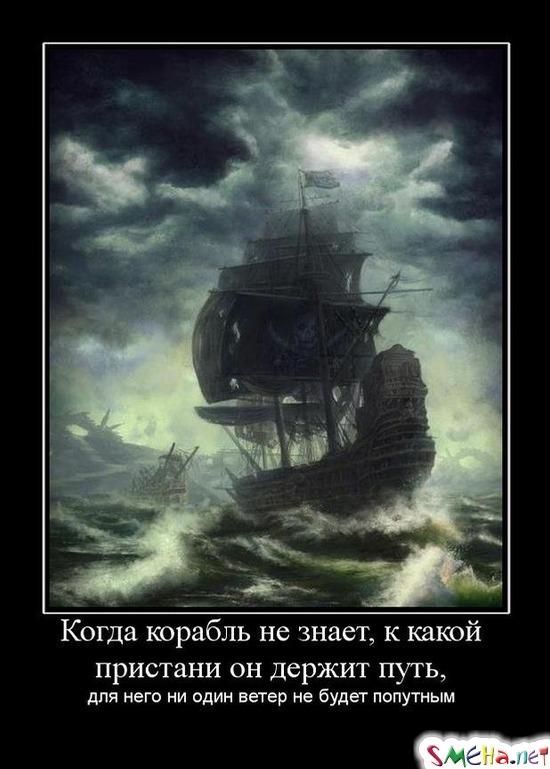 Когда корабль не знает, к какой пристани он держит путь, - для него ни один ветер не будет попутным