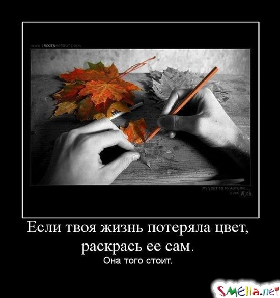 Если твоя жизнь потеряла цвет, раскрась ее сам. Она того стоит.