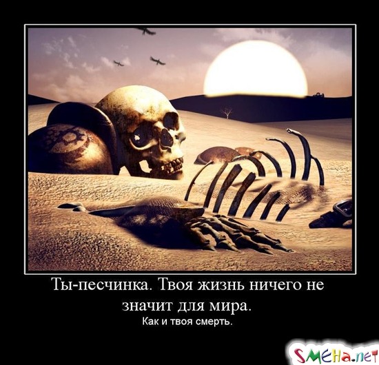 Ты-песчинка. Твоя жизнь ничего не значит для мира. - Как и твоя смерть.