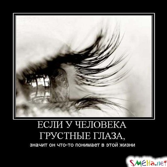 ЕСЛИ У ЧЕЛОВЕКА ГРУСТНЫЕ ГЛАЗА, - значит он что-то понимает в этой жизни