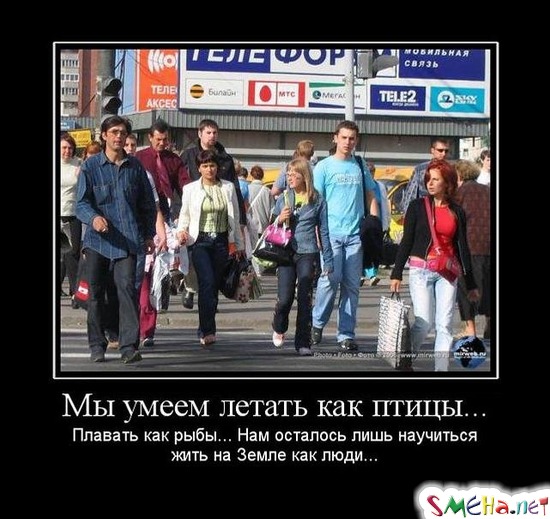 Мы умеем летать как птицы... Плавать как рыбы...Нам осталось лишь научиться жить на Земле как люди...