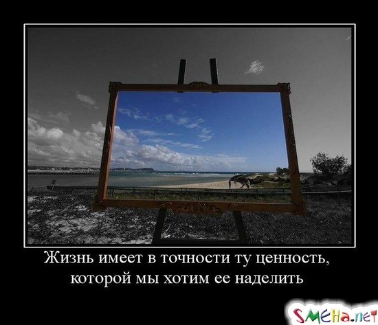 Жизнь имеет в точности ту ценность, - которой мы хотим ее наделить
