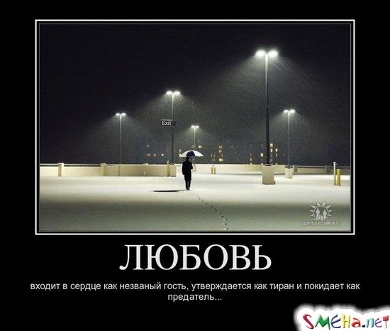 ЛЮБОВЬ - входит в сердце как незваный гость, утверждается как тиран и покидает как предатель