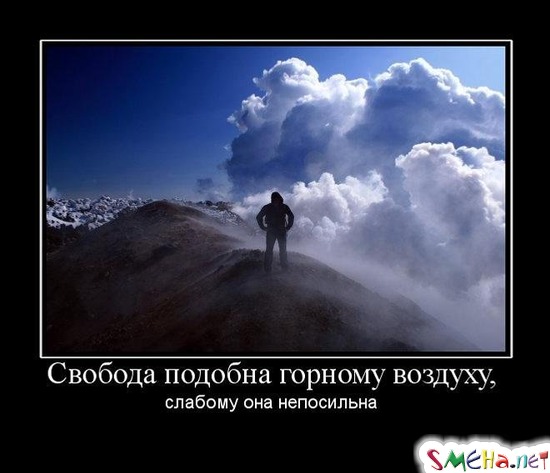 Свобода подобна горному воздуху, - слабому она непосильна