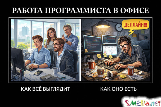 Демотиваторы о программистах, вайбкодерах, ИИ, работе в офсе и на удаленке