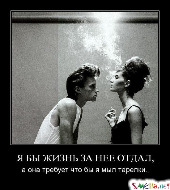 Я БЫ ЖИЗНЬ ЗА НЕЕ ОТДАЛ, - а она требует что бы я мыл тарелки..