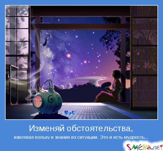 Изменяй обстоятельства, - извлекая пользу и знания из ситуации. Это и есть мудрость