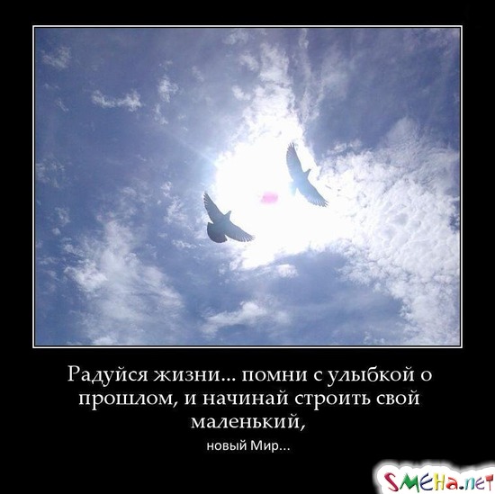 Радуйся жизни... помни с улыбкой о прошлом, и начинай строить свой маленький, новый Мир