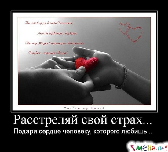 Расстреляй свой страх... - Подари сердце человеку, которого любишь...