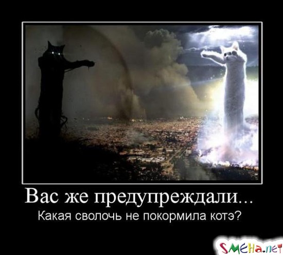 Вас же предупреждали... - Какая сволочь не покормила котэ?