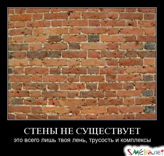 СТЕНЫ НЕ СУЩЕСТВУЕТ - это всего лишь твоя лень, трусость и комплексы